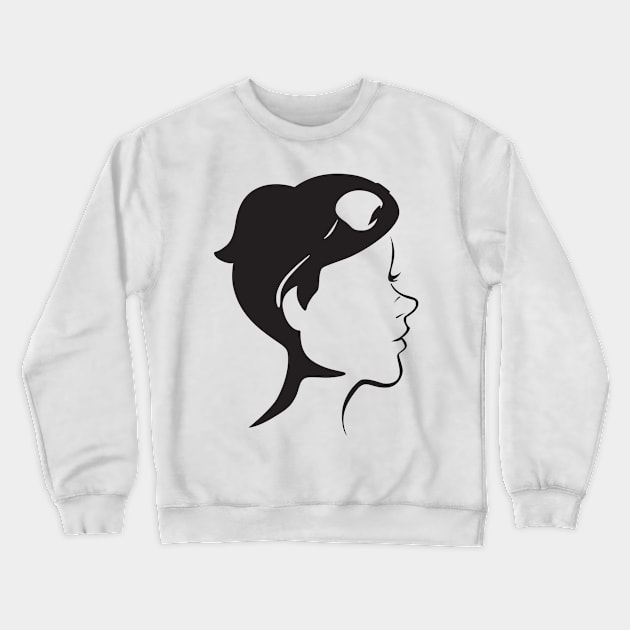 Girl with sun glasses and a  orca whale optical illusion Crewneck Sweatshirt by Whoana Keli